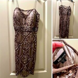 Beaded Rose Gold/Champaign dress